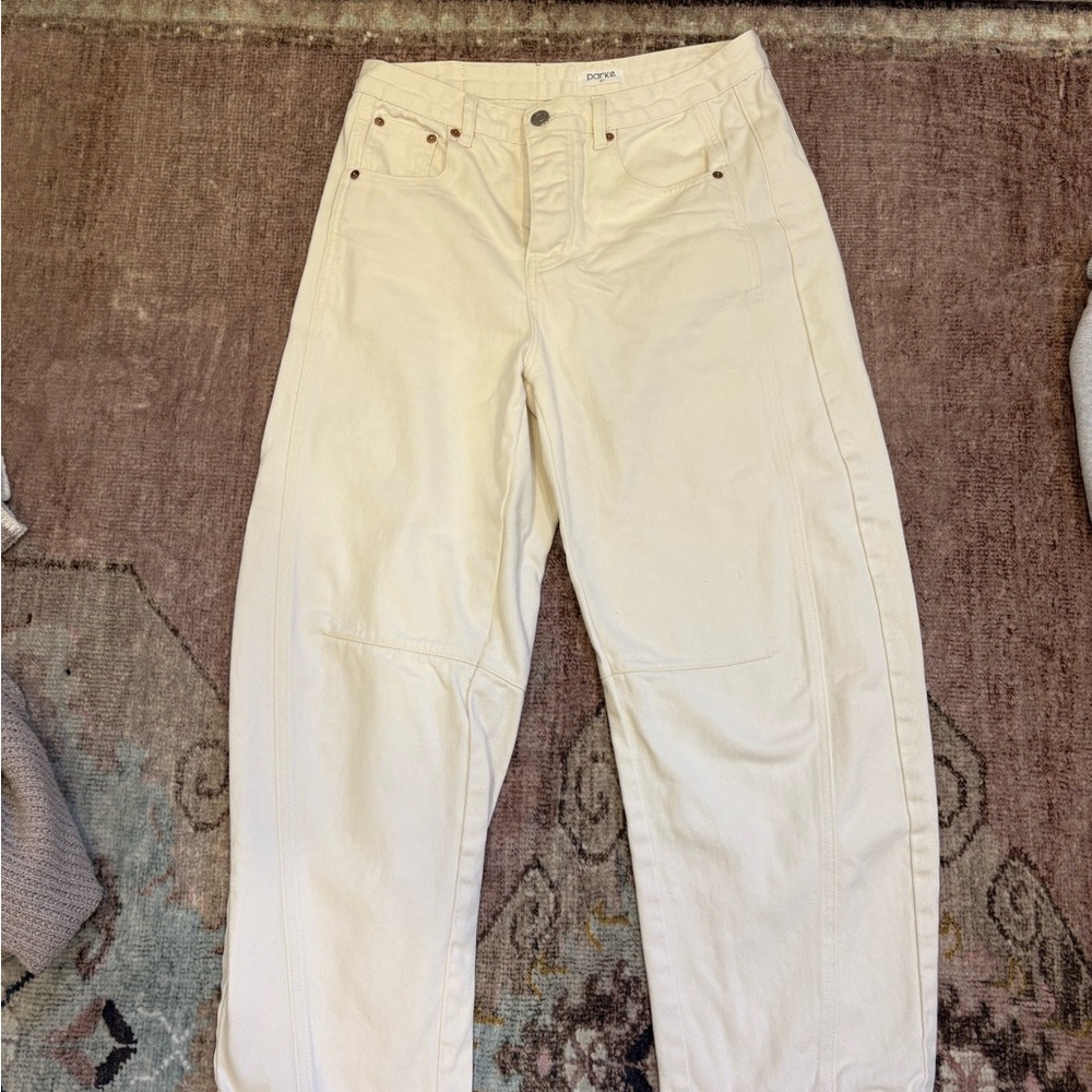 Parke Horseshoe Jeans in Cream